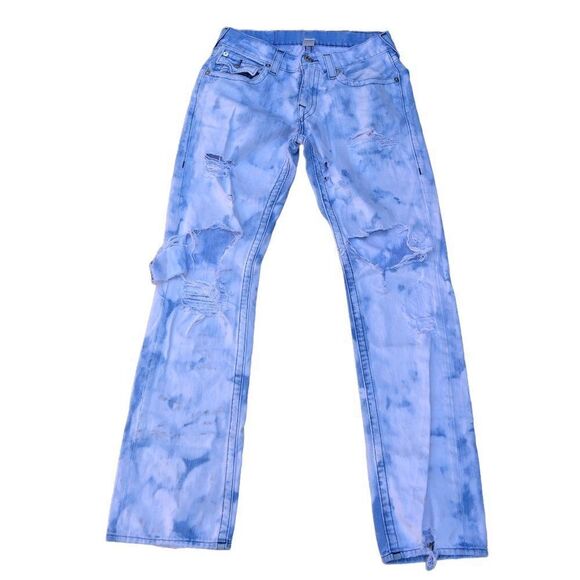 RARE True Religion Jeans Size 31 STRAIGHT Blue - Picture 3 of 10